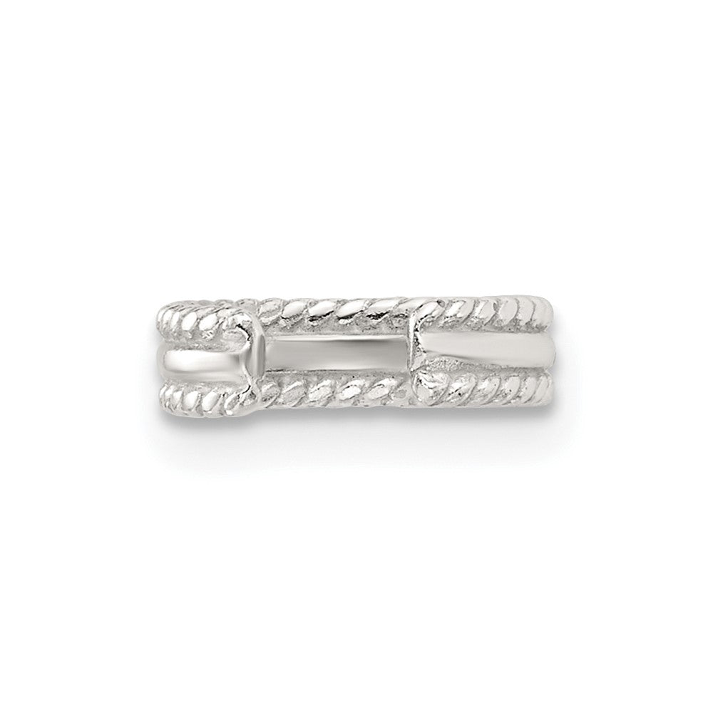 QE17085 Sterling Silver E-coated Polished & Twisted Edges Single Cuff Earring