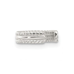QE17085 Sterling Silver E-coated Polished & Twisted Edges Single Cuff Earring