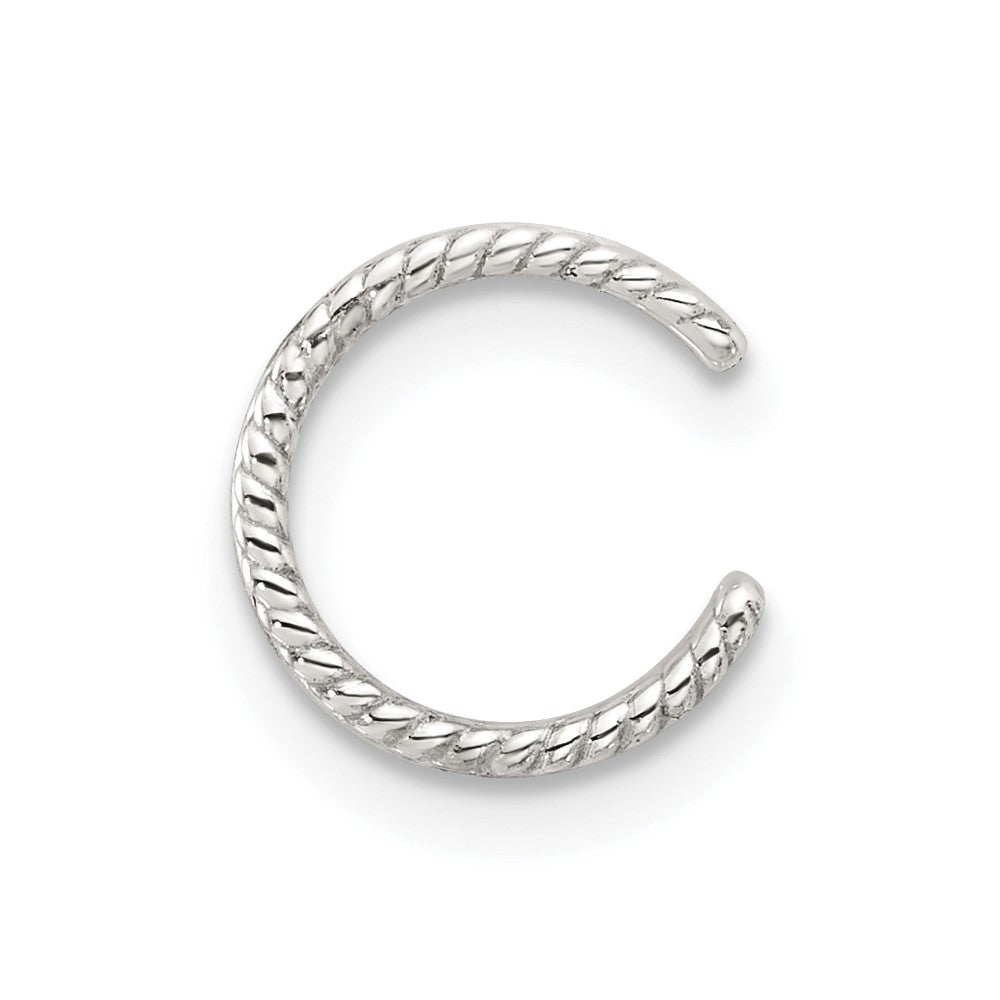 QE17085 Sterling Silver E-coated Polished & Twisted Edges Single Cuff Earring