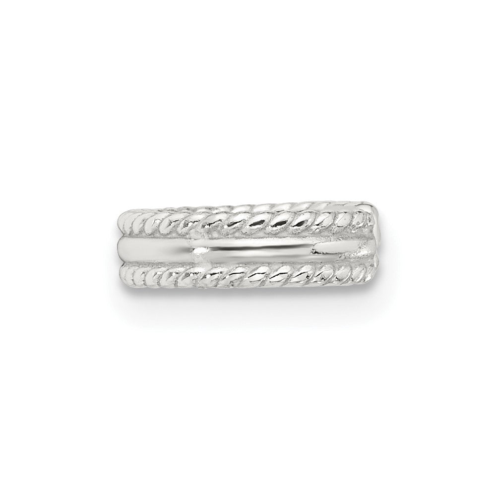QE17085 Sterling Silver E-coated Polished & Twisted Edges Single Cuff Earring