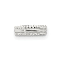 QE17085 Sterling Silver E-coated Polished & Twisted Edges Single Cuff Earring