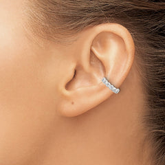 QE17087 Sterling Silver E-Coating Polished CZ Bezel Pair of 2 Cuff Earrings