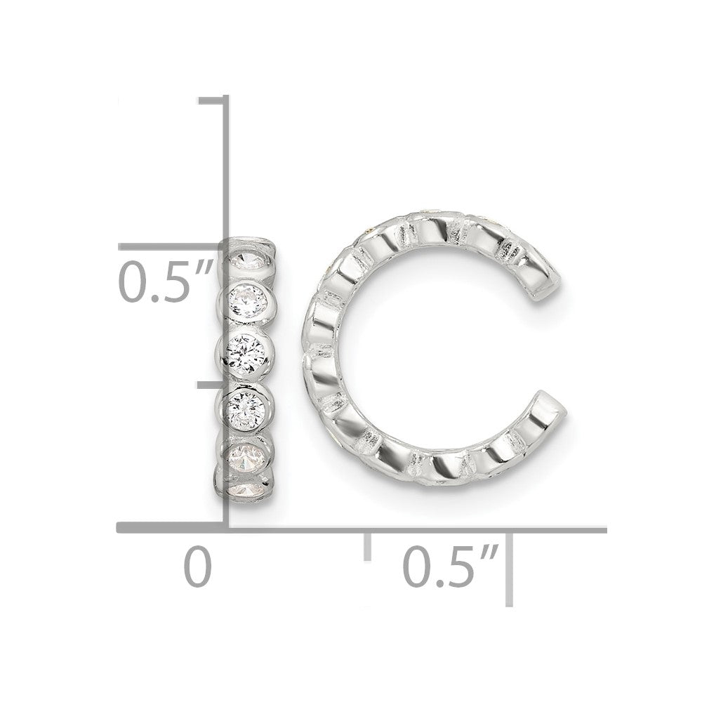 QE17087 Sterling Silver E-Coating Polished CZ Bezel Pair of 2 Cuff Earrings