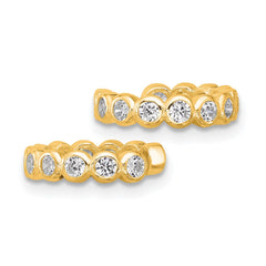 QE17087GP Sterling Silver Flash Gold-pltd Polished CZ Bezel Pair of 2 Cuff Earrings