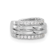 QE17088 Sterling Silver Rhodium-plated Polished 4 Row CZ Single Cuff Earring
