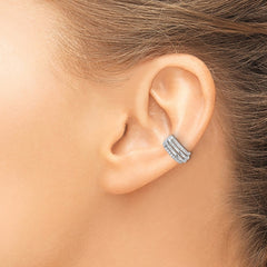 QE17088 Sterling Silver Rhodium-plated Polished 4 Row CZ Single Cuff Earring