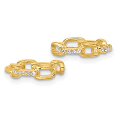QE17092GP Sterling Silver Gold-tone CZ Chain Link Design Pair of 2 Cuff Earrings