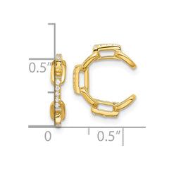 QE17092GP Sterling Silver Gold-tone CZ Chain Link Design Pair of 2 Cuff Earrings