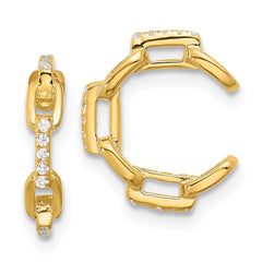 QE17092GP Sterling Silver Gold-tone CZ Chain Link Design Pair of 2 Cuff Earrings