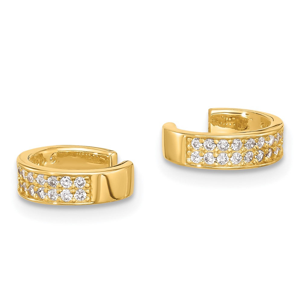 QE17095GP Sterling Silver Gold-tone Polished Two Row CZ Pair of 2 Cuff Earrings