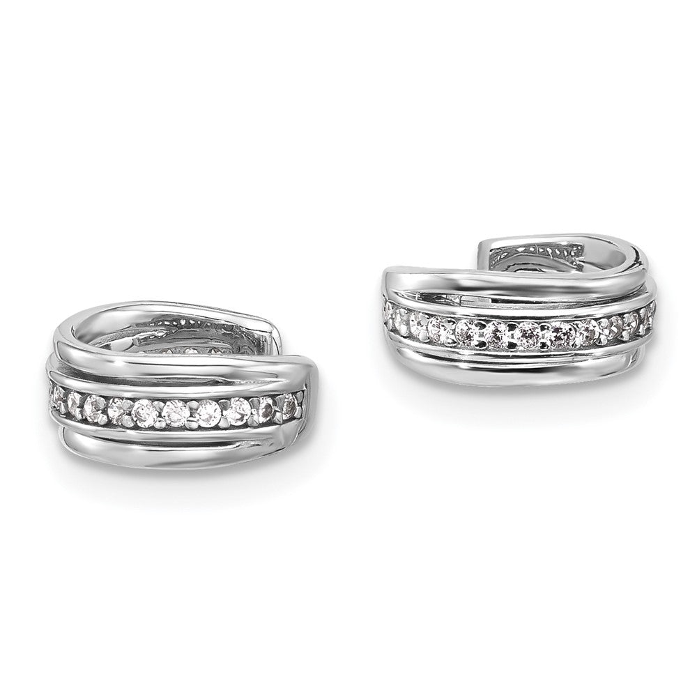 QE17096 Sterling Silver Rhodium-plated Polished CZ Pair of 2 Cuff Earrings