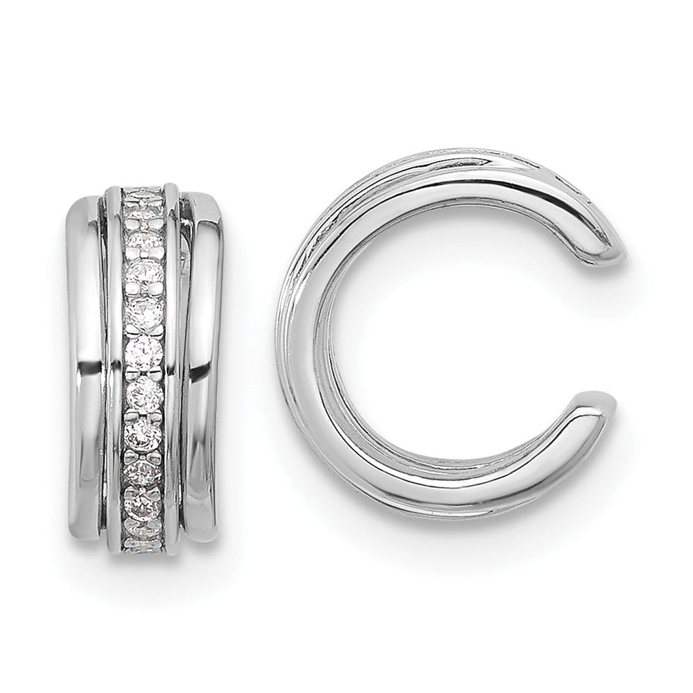 QE17096 Sterling Silver Rhodium-plated Polished CZ Pair of 2 Cuff Earrings