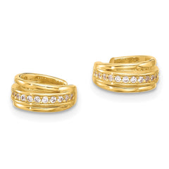 QE17096GP Sterling Silver Gold-plated Polished CZ Pair of 2 Cuff Earrings