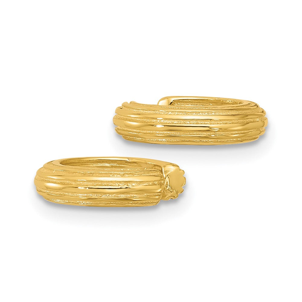 QE17097GP Sterling Silver Flash Gold-pltd Polished Striped Pair of 2 Cuff Earrings