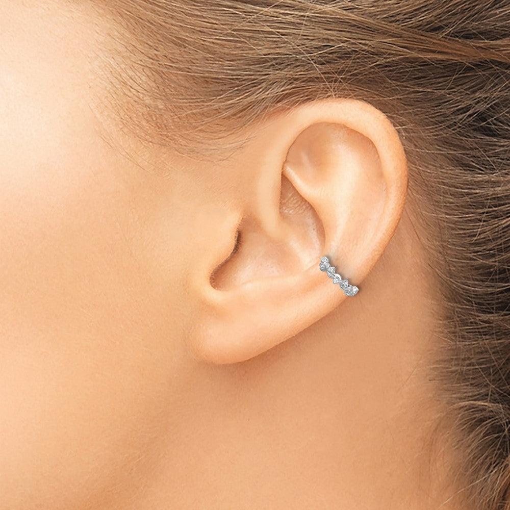 QE17098 Sterling Silver Rhodium-plated Polished CZ Pair of 2 Cuff Earrings