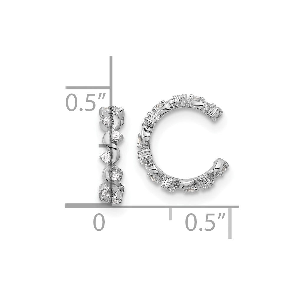 QE17098 Sterling Silver Rhodium-plated Polished CZ Pair of 2 Cuff Earrings