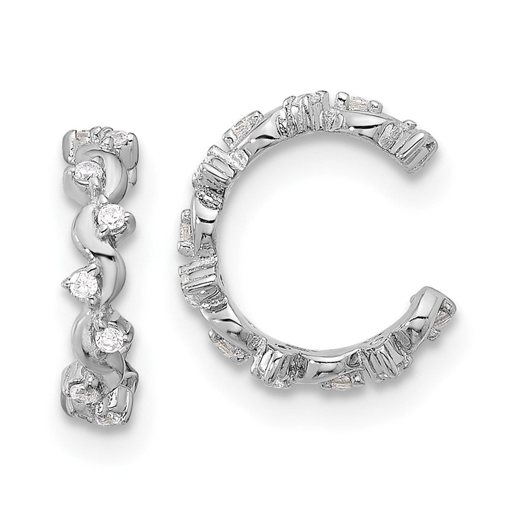 QE17098 Sterling Silver Rhodium-plated Polished CZ Pair of 2 Cuff Earrings