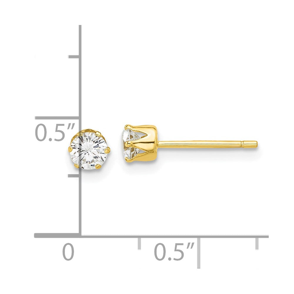 QE17106GP Sterling Silver Gold-tone Polished 6 Prong 4mm CZ Post Stud Earrings