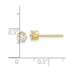 QE17106GP Sterling Silver Gold-tone Polished 6 Prong 4mm CZ Post Stud Earrings