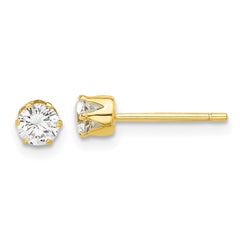 QE17106GP Sterling Silver Gold-tone Polished 6 Prong 4mm CZ Post Stud Earrings