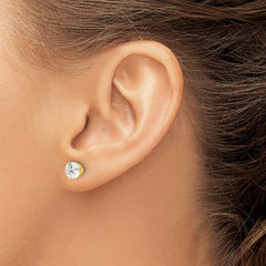 QE17107GP Sterling Silver Gold-tone Polished 6 Prong 6mm CZ Post Stud Earrings