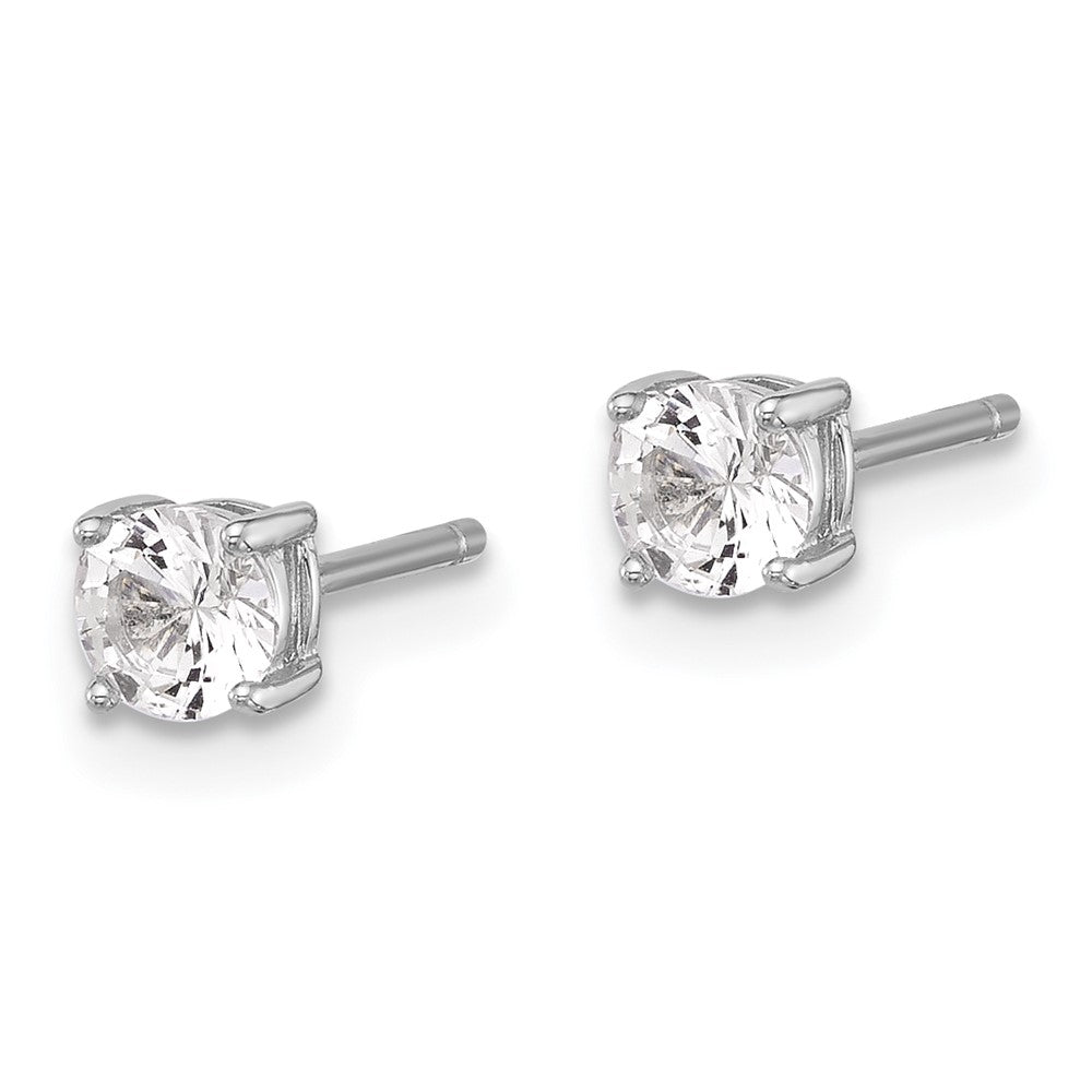 QE17110 Sterling Silver RH-plated 4mm Created White Sapphire Stud Earrings