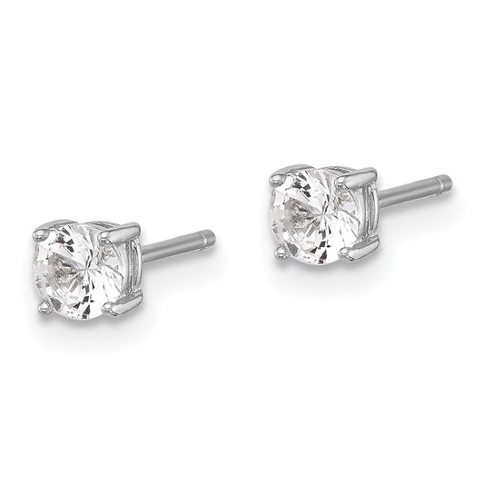 QE17110 Sterling Silver RH-plated 4mm Created White Sapphire Stud Earrings