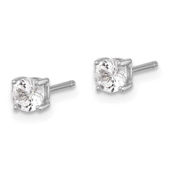 QE17110 Sterling Silver RH-plated 4mm Created White Sapphire Stud Earrings