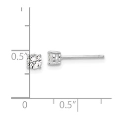 QE17110 Sterling Silver RH-plated 4mm Created White Sapphire Stud Earrings