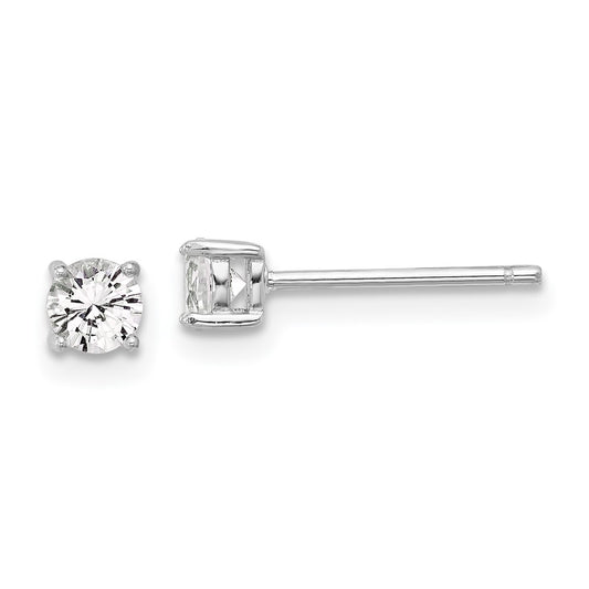 QE17110 Sterling Silver RH-plated 4mm Created White Sapphire Stud Earrings