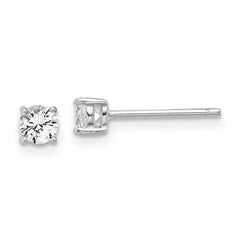 QE17110 Sterling Silver RH-plated 4mm Created White Sapphire Stud Earrings