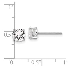 QE17111 Sterling Silver RH-plated 6mm Created White Sapphire Stud Earrings