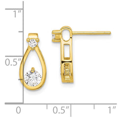 QE17134GP Sterling Silver Gold-tone Polished CZ Teardrop Post Earrings