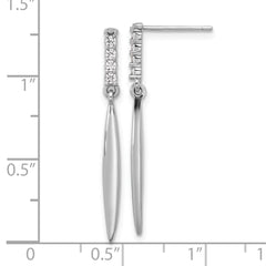 QE17145 Sterling Silver Rhodium-plated Polished CZ Post Dangle Earrings
