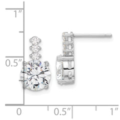 QE17151 Sterling Silver Rhodium-plated Polished 8mm CZ Post Dangle Earrings