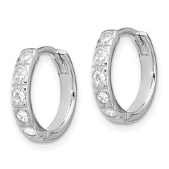 QE17192 Sterling Silver Rhodium-plated CZ 2.75mm Hinged Hoop Earrings
