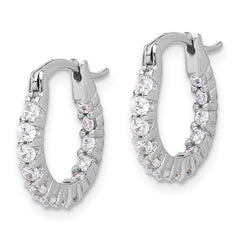 QE17195 Sterling Silver Rhodium-plated 2mm CZ In/Out Hoop Earrings