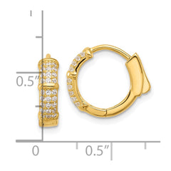 QE17203GP Sterling Silver Gold-tone 4mm CZ Hinged Huggie Hoop Earrings