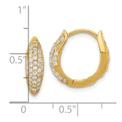 QE17205GP Sterling Silver Gold-tone Pav������������������������������������������������������ CZ Hinged Huggie Hoop Earrings