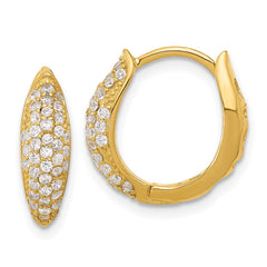 QE17205GP Sterling Silver Gold-tone Pav������������������������������������������������������ CZ Hinged Huggie Hoop Earrings