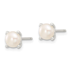QE17208 Sterling Silver E-Coating 6mm FWC Pearl Post Earrings