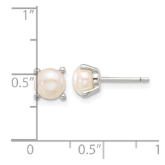 QE17208 Sterling Silver E-Coating 6mm FWC Pearl Post Earrings
