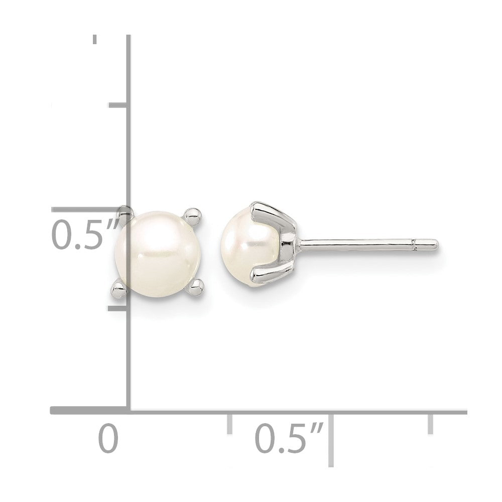 QE17209 Sterling Silver E-Coating 5mm FWC Pearl Post Earrings