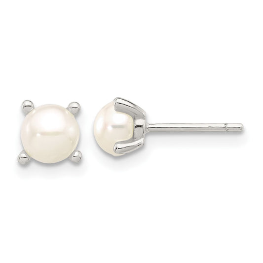 QE17209 Sterling Silver E-Coating 5mm FWC Pearl Post Earrings