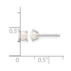 QE17210 Sterling Silver E-Coating 4mm FWC Pearl Post Earrings