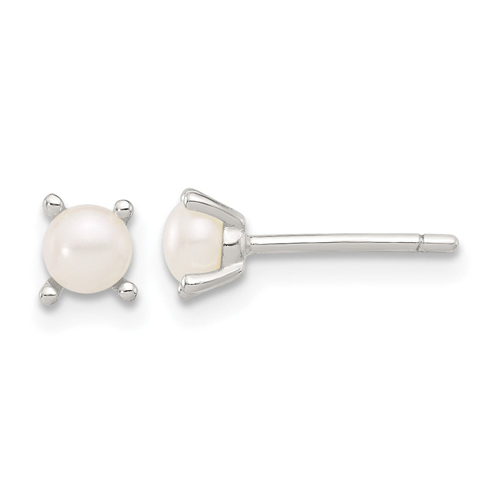 QE17210 Sterling Silver E-Coating 4mm FWC Pearl Post Earrings