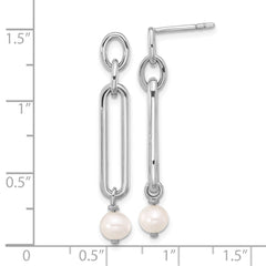 QE17229 Sterling Silver Rhodium-plated Link with FWC Pearl Dangle Earrings