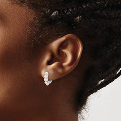 QE17232 Sterling Silver Rhodium-plated 2.5-3mm White Button Freshwater Cultured Pearl Hinged Hoop Earrings