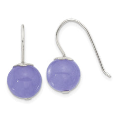 QE17299 Sterling Silver Polished 10mm Periwinkle Jade Dangle Earrings