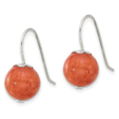 QE17314 Sterling Silver Polished 10mm Orange Quartz Dangle Earrings